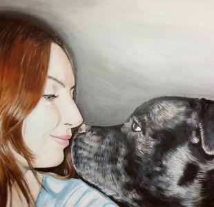 portret z psem 50x70 cm